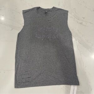 NWT Next Level Apparel “Imperfectly Imperfect” distressed muscle tee